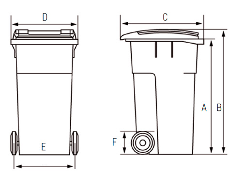 HC container 360 liter stregtegning | HC Container