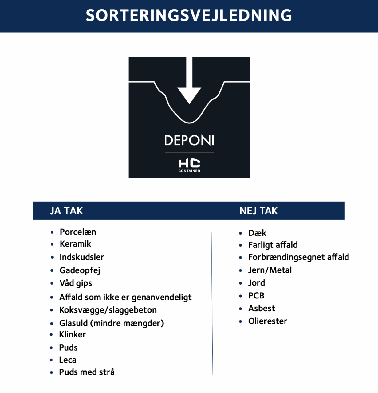 sorteringsvejledning deponi hccontainer | HC Container