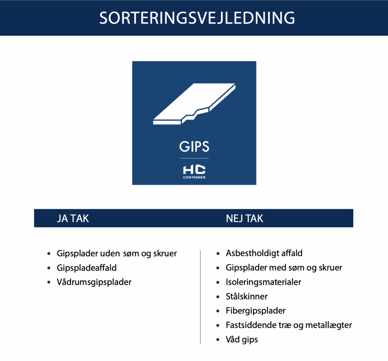 sorteringsvejledning gips hccontainer | HC Container