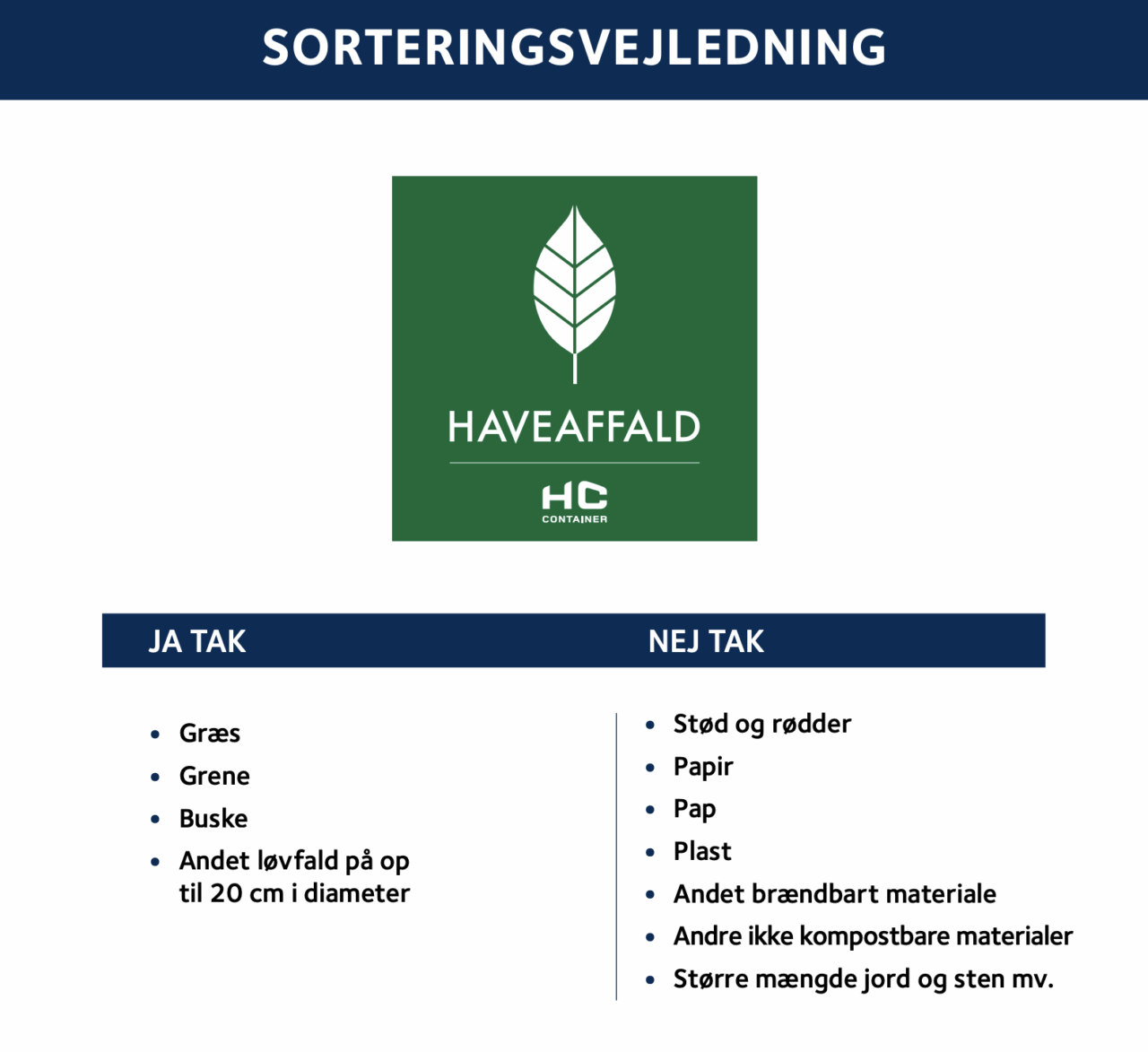 sorteringsvejledning haveaffald hccontainer | HC Container