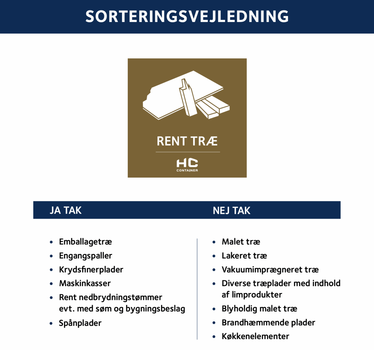 sorteringsvejledning trae hccontainer | HC Container